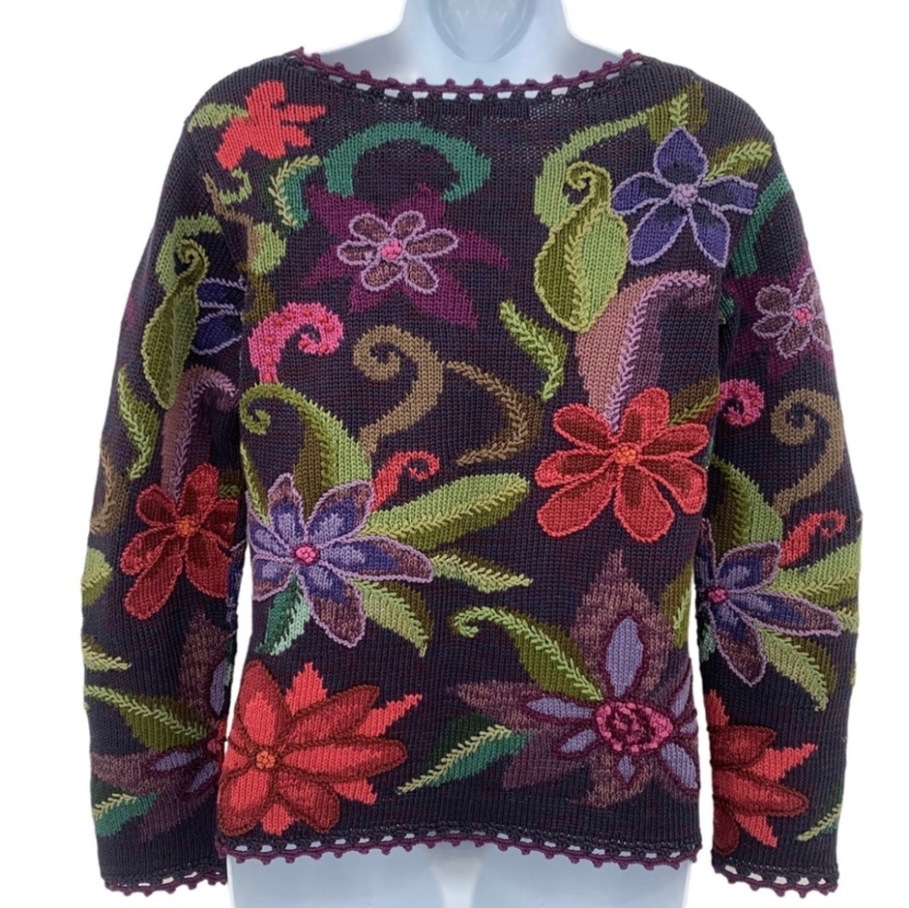 Peruvian Connection Floral Knit Sweater - Multicolor - Picture 6 of 11